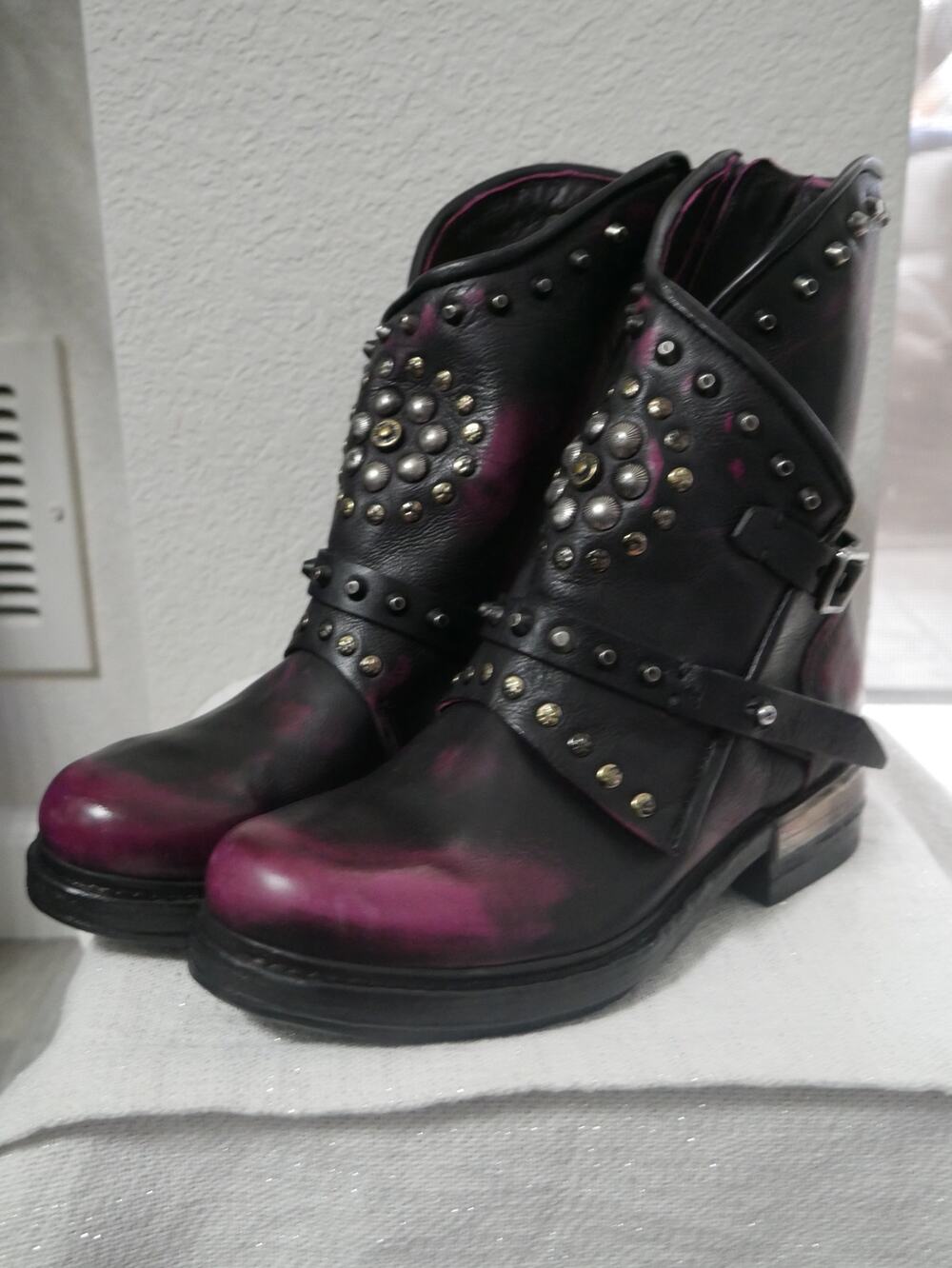 NEW A.S. 98 Asher Fuchsia Pink Studded Boots SOLD OUT 37 7 AS98